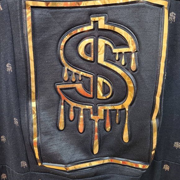 Phat Farm 3d Gold T-Shirt Mens XL Black Money Tee Y2K Relief Rare 90s Bling - Picture 2 of 10